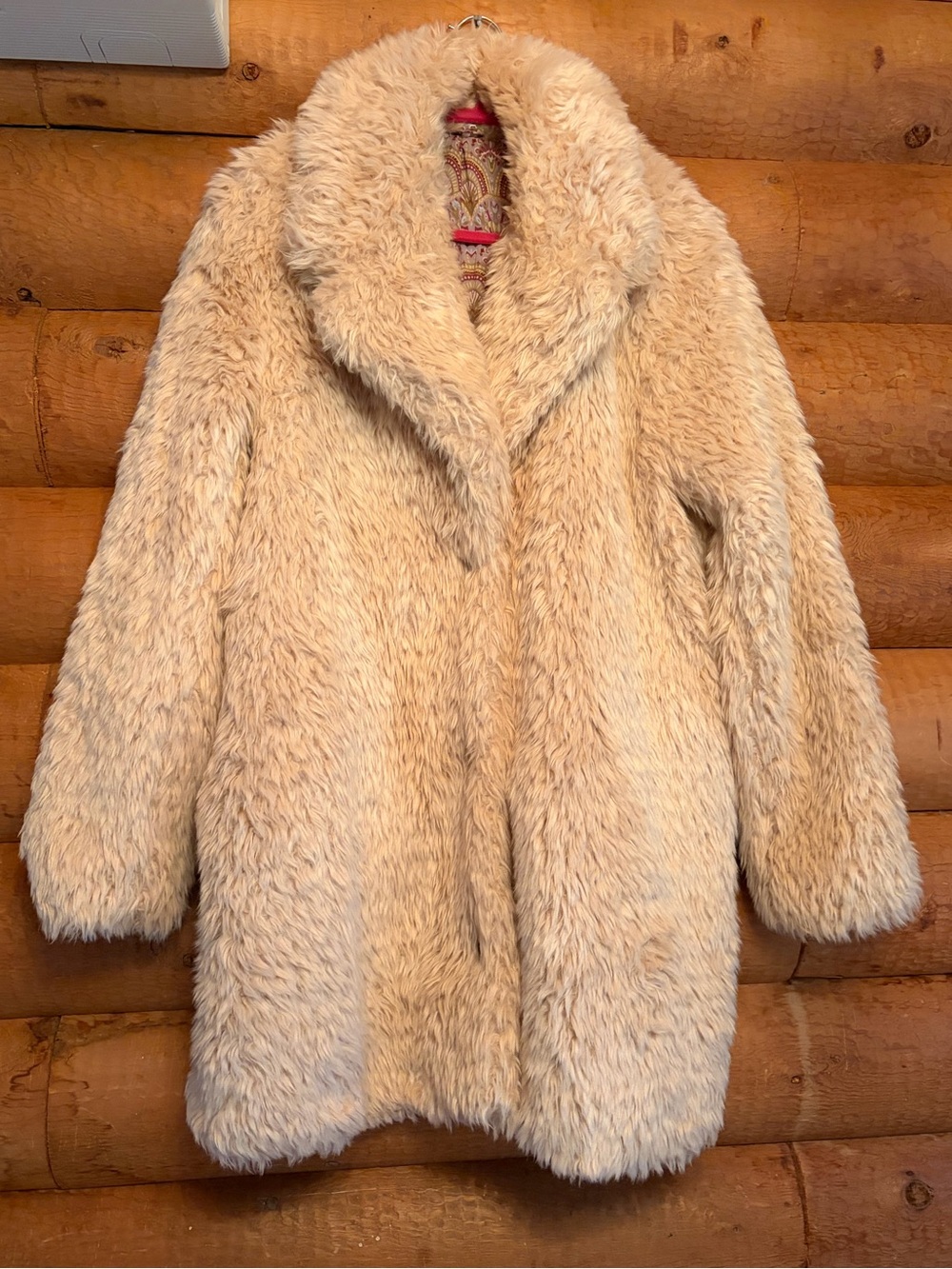 Free People Plush Teddy Faux Fur Coat in Cream